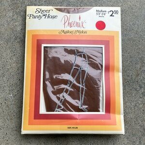VTG Phoenix Sheer Mocha Brown Nylon Panty Hose, M
